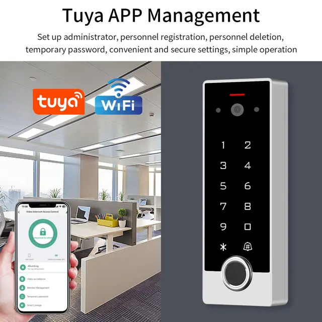 1080P Tuya Video Intercom for Home Access Control System Wifi fingerprint Access Keypad Door Opener and Intercom without monitor 5