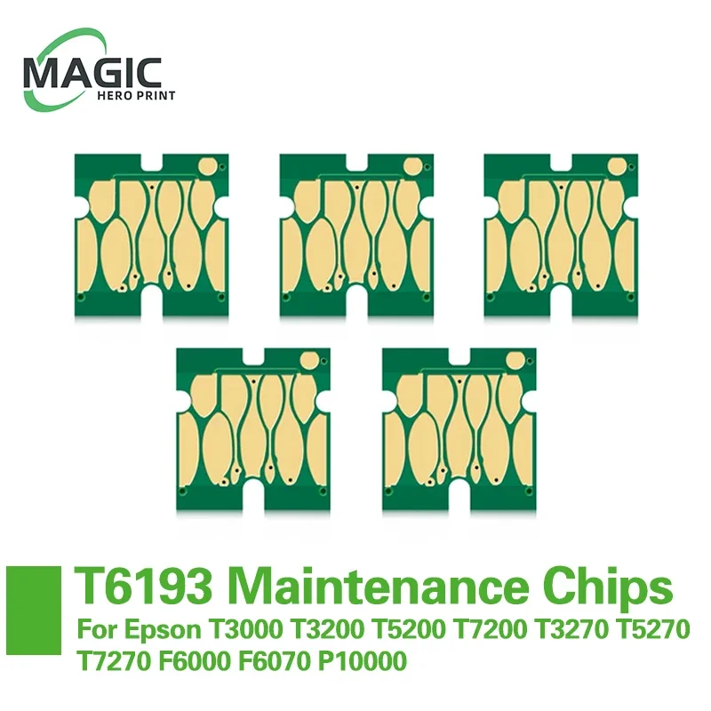 Chip de Tanque de Manutenção para Epson T3000 T3200 T5200 T7200 T3270 T5270 T7270 F6000 F6070 P10000 Chips de Resíduos do Tanque de Tinta T6193 T619300