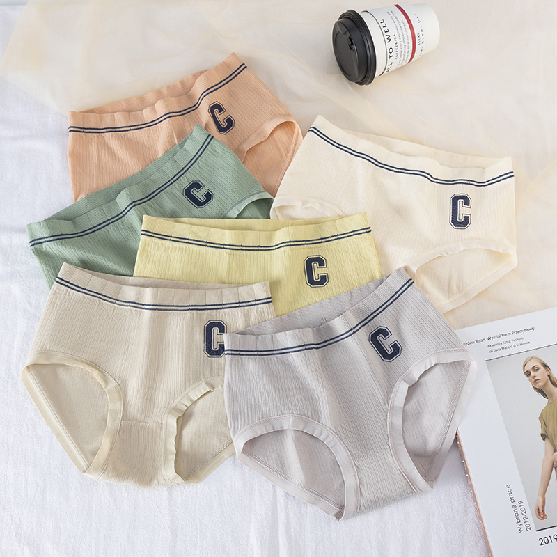 Women's Sexy Underwear Letter Print Womens Mid-waist Underpant Cotton Antibacterial Women Panties Ladies Hip Lift Slim Briefs