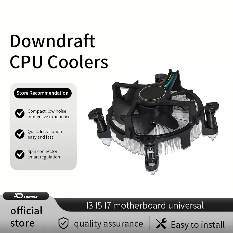 인텔 E97379-003 코어 i3/i5/i7 소켓 LGA1150/1155/1156 4핀 조용한 히트 싱크용 90mm CPU 팬 알루미늄 히트싱크가 포함된 LDPCSJ