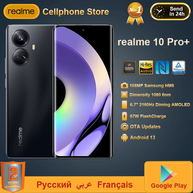 Original Realme 10 Pro Plus 5G Smartphone 6.7'' Curved Screen