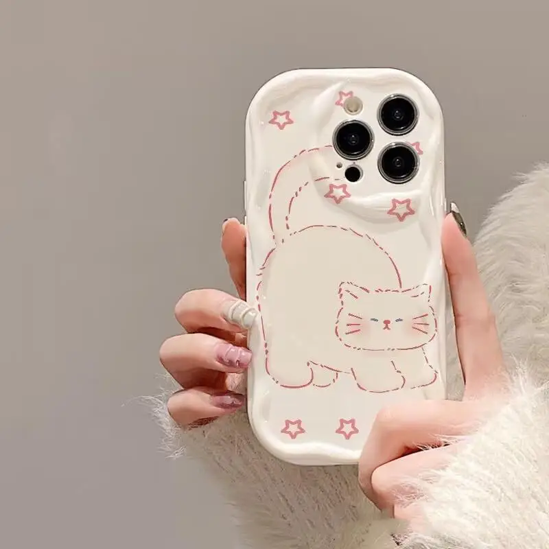 Charming Black Cat Duo Protective Phone Case - Curly Back Cover