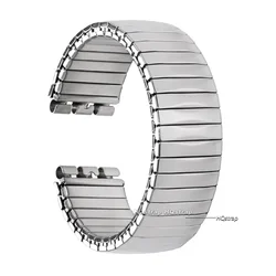 Versatile Elastic Stainless Steel Watch Band - Polished & Matte Finish - 20mm (Silver - trapezoid)
