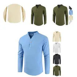 T shirt de printemps pour homme, pull over à bouton unique 