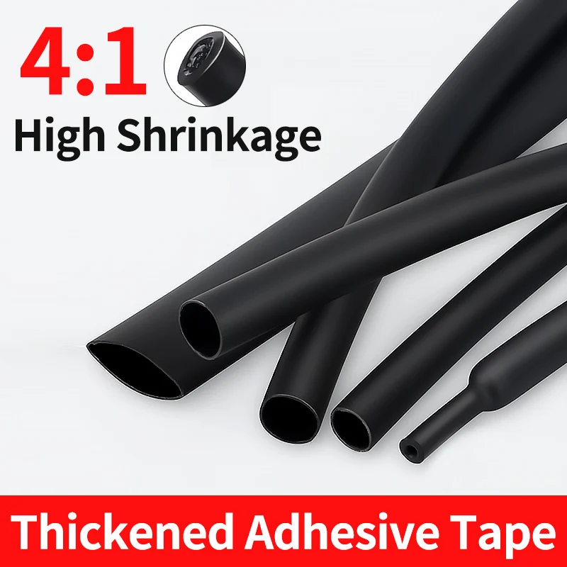 4:1 Heat Shrink Tube with Glue Polyolefin Shrinking Assorted Heat Shrink Tube Wire Cable Sleeving Tubing 100 Meters/ 10M
