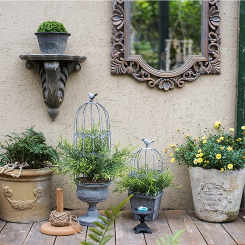 Bird Cage Flower Pot Stand Iron Climbing Vine Support Courtyard Garden Decor Vintage Plant Display Rack Unique Garden Accent