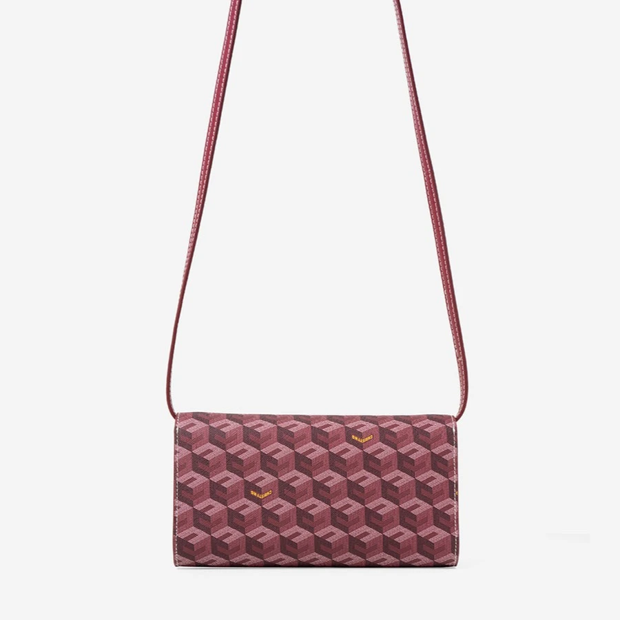 Borsa a Tracolla Diego da Donna, Stampa Monogramma Cubic Garden, Borsa di Lusso Firmata, Pochette a Busta con Scomparti per Carte - immagine 4