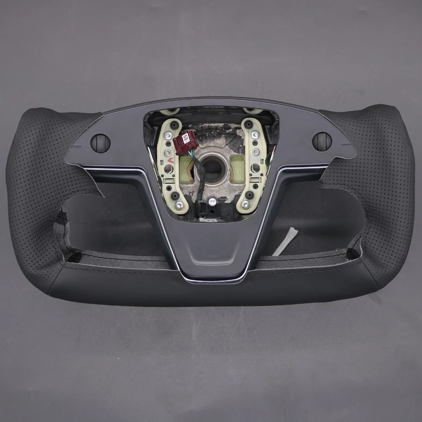 Tesla Model S Model X 2021 2022 2023 2024 용 검은 색 인조 가죽 자동차 핸들 커버