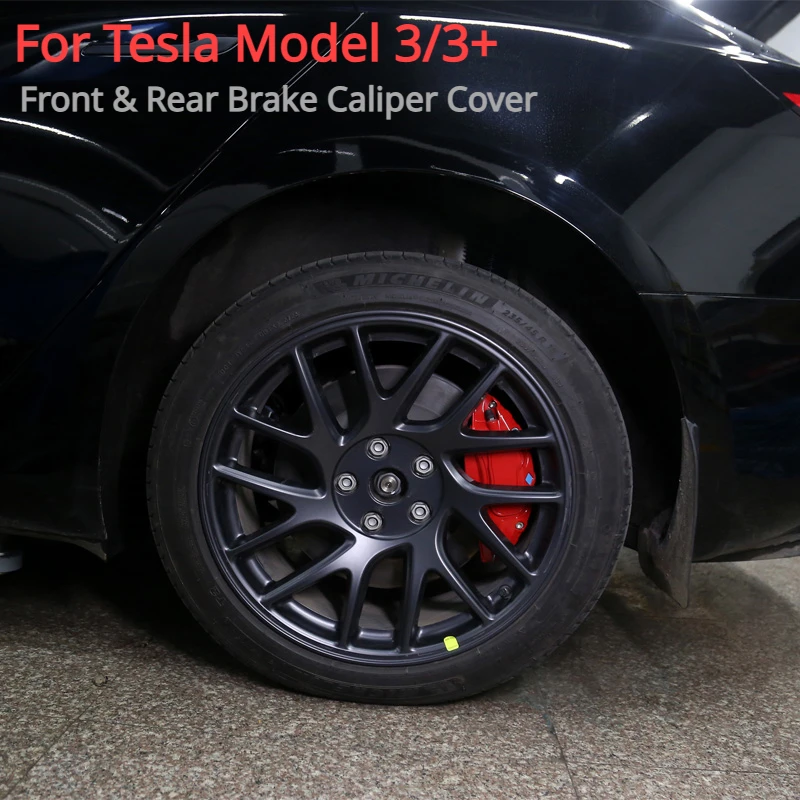 

For Tesla Model 3 3+ Highland Caliper Covers Aluminum Alloy 18 19 Inch Wheel Hub 4Pcs Front & Rear Brake Caliper Cover Set 2024