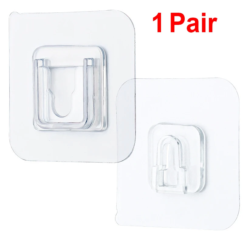 10/5 Pairs Double-Sided Adhesive Wall Hooks Transparent Strong
