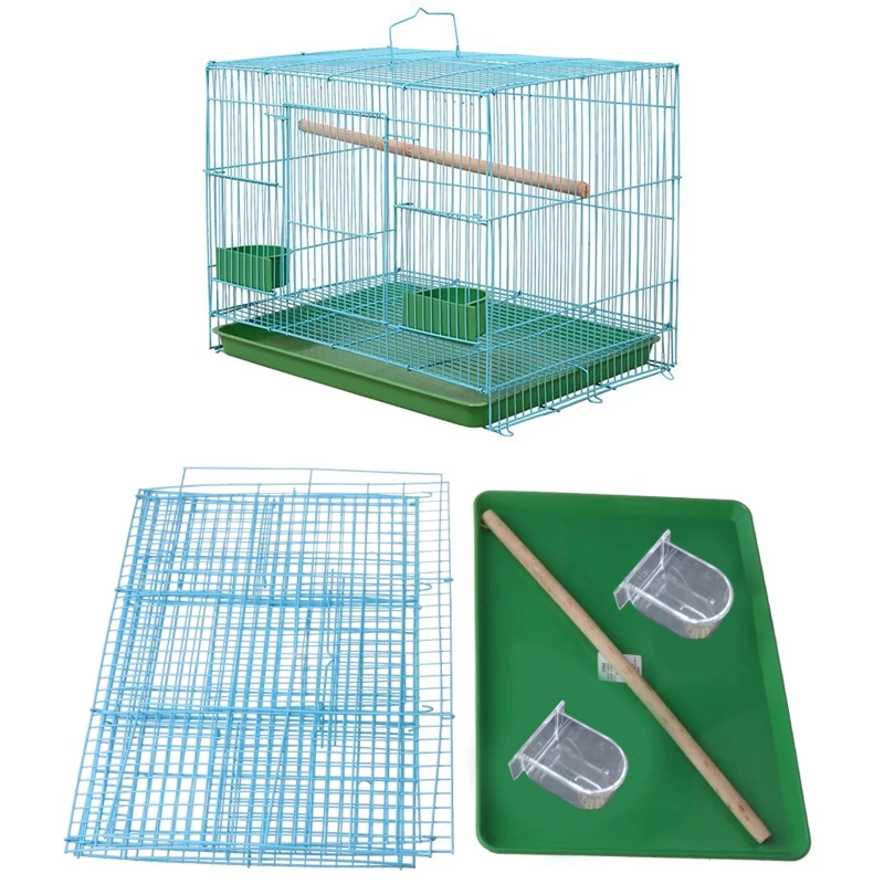 

Wire Rectangular Small Cage for Small Birds and Canaries Rekord Equipped with Bird Standing and 2 Feeders New Dropship