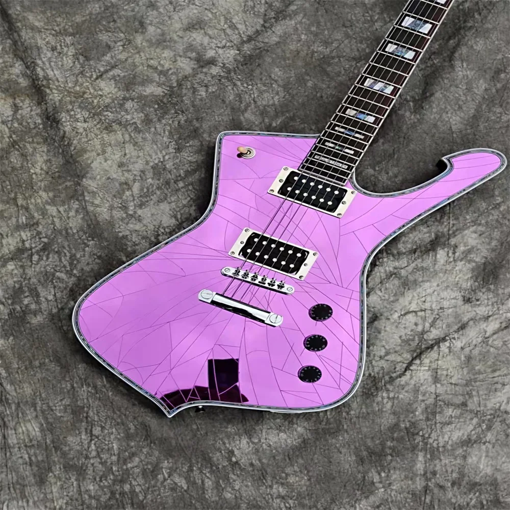 

China Made Purple Gold Sliver Cracked Mirror ICEMAN Stanley Electric Guitar Abalone & Cream BodyBinding Guitars immediate deliv