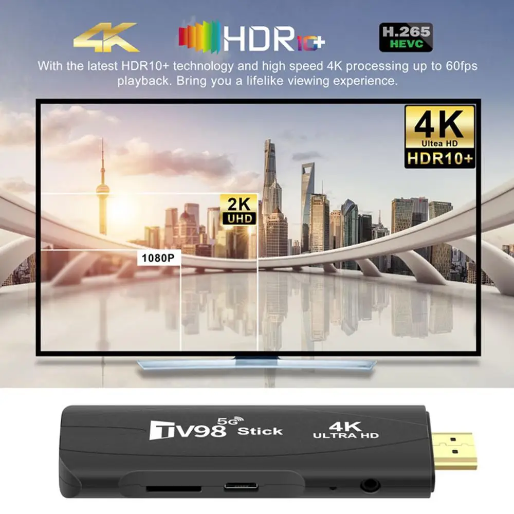 

TV98 RK3228A Smart TV Stick Android 7.1 2.4G/5G Dual Android HD Stick Smart Media 8GB/16GB WIFI Player TV Band Stick 4K TV U7F3