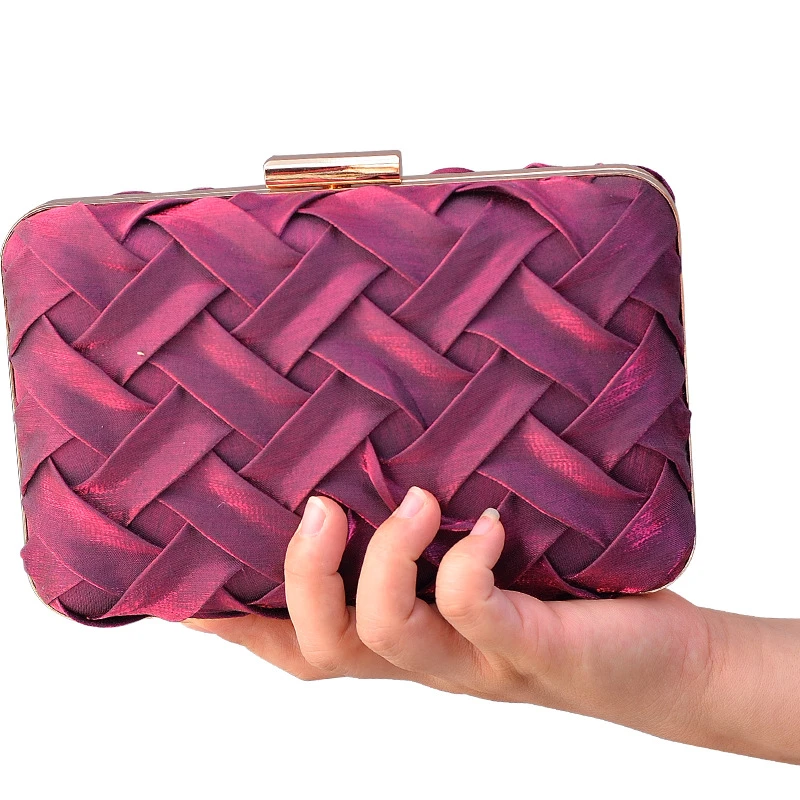 Bolso de mano cuadrado para mujer, tejido fucsia, de diseñador, vestido de celebridad, bolso de noche, de boda, bolsos de hombro, novedad de 2022| AliExpress