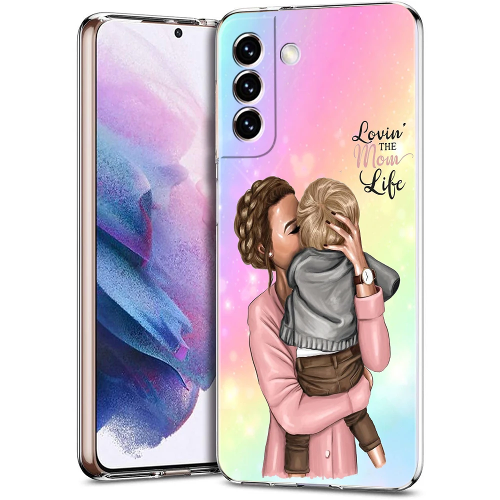 Super Mom Baby Fall für Samsung S24 S23 S22 S20 S21 FE Ultra S24 S23 S10 S10E S9 S8 Plus 5G Transparente Telefon Shell Capas Taschen – Detail 4