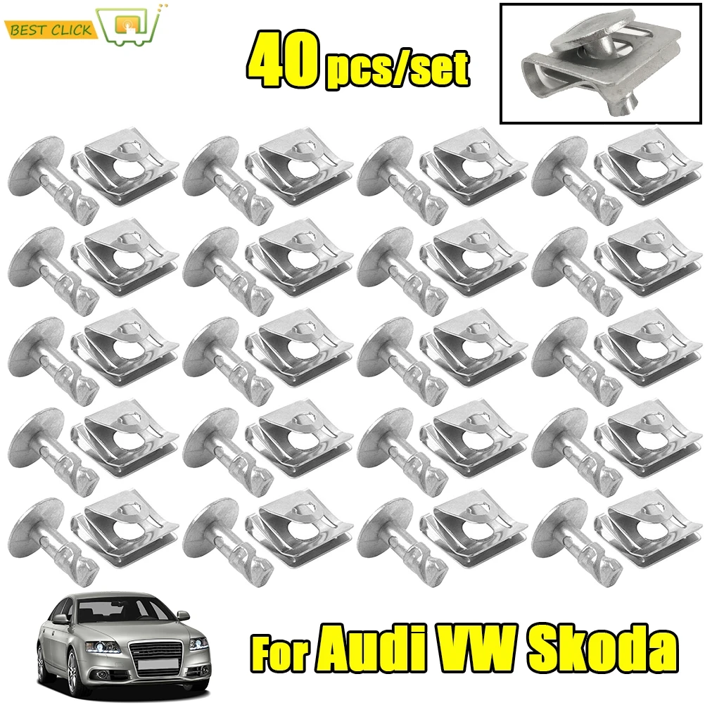 40PC Motor Unter Getriebe Abdeckung Clips Für Audi A3 A4 B6 B7 A6 A8 TT VW Passat B5 SKODA Superb Undertray Körper Spritzschutz Schraube