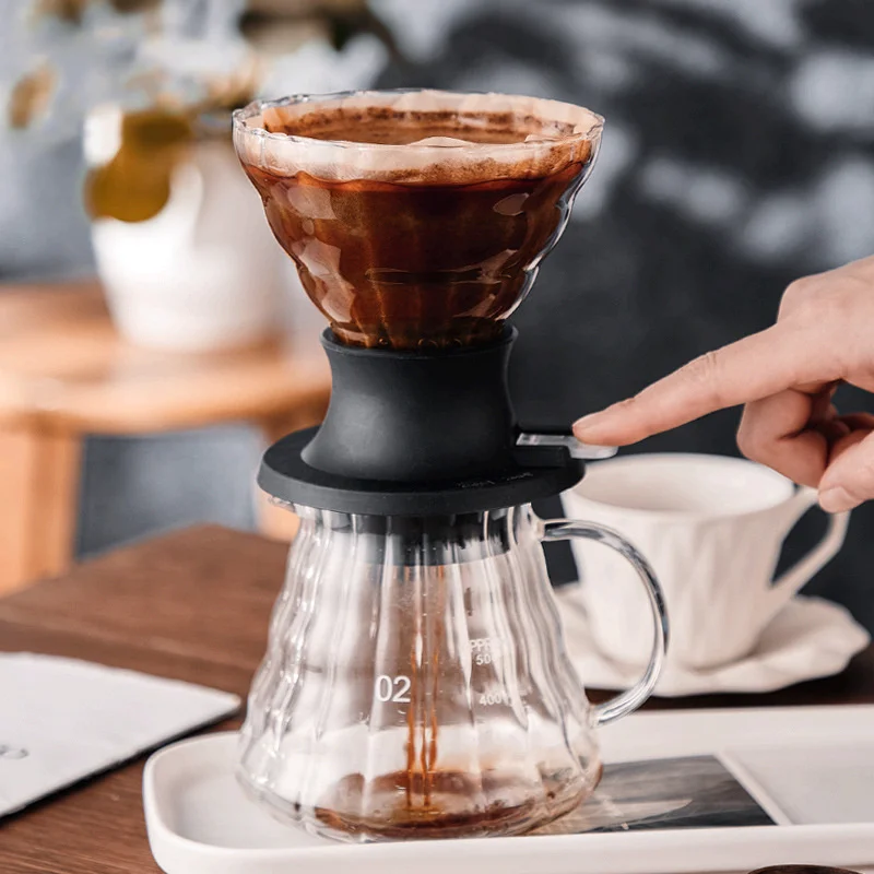 Creative Coffee Filter Brown Brewed Coffee Pot Durable Glass Percolator  Funnel Filtering Cup Drip Pot Reusable
