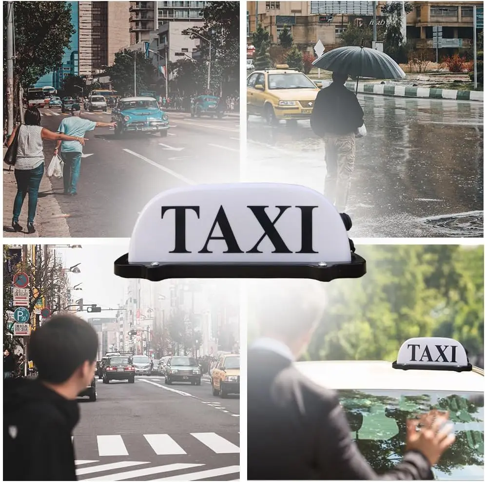 Panneau Lumineux De Toit De Taxi Rechargeable USB - Base Magnétique étanche, Blanc, Pour Voiture
