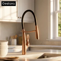 Robinet de cuisine Gestan en laiton brossé doré avec interrupteur tactile, noyau de valve en céramique à poignée unique, robinet d'évier d'eau chaude et froide 1