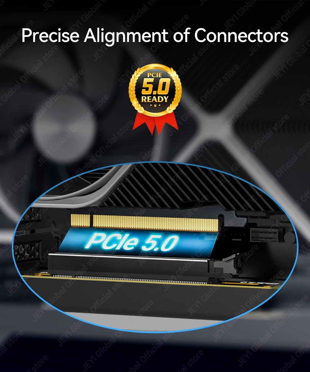 JEYI PCIe 5.0 Riser-Kabel, 64 GB/s Grafikkarten-Verlängerungskabel, kompatibel mit RTX5090, RTX4090, RX8900, RX7900, WRX80/WRX90E – Detail 8