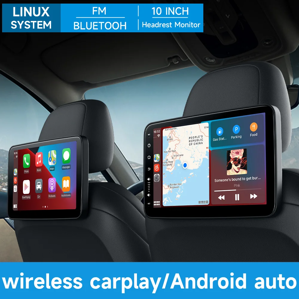4k Portable Multifunction Car Tv Headrest Monitor Tablet For Back Seat,headrest Display Carplay