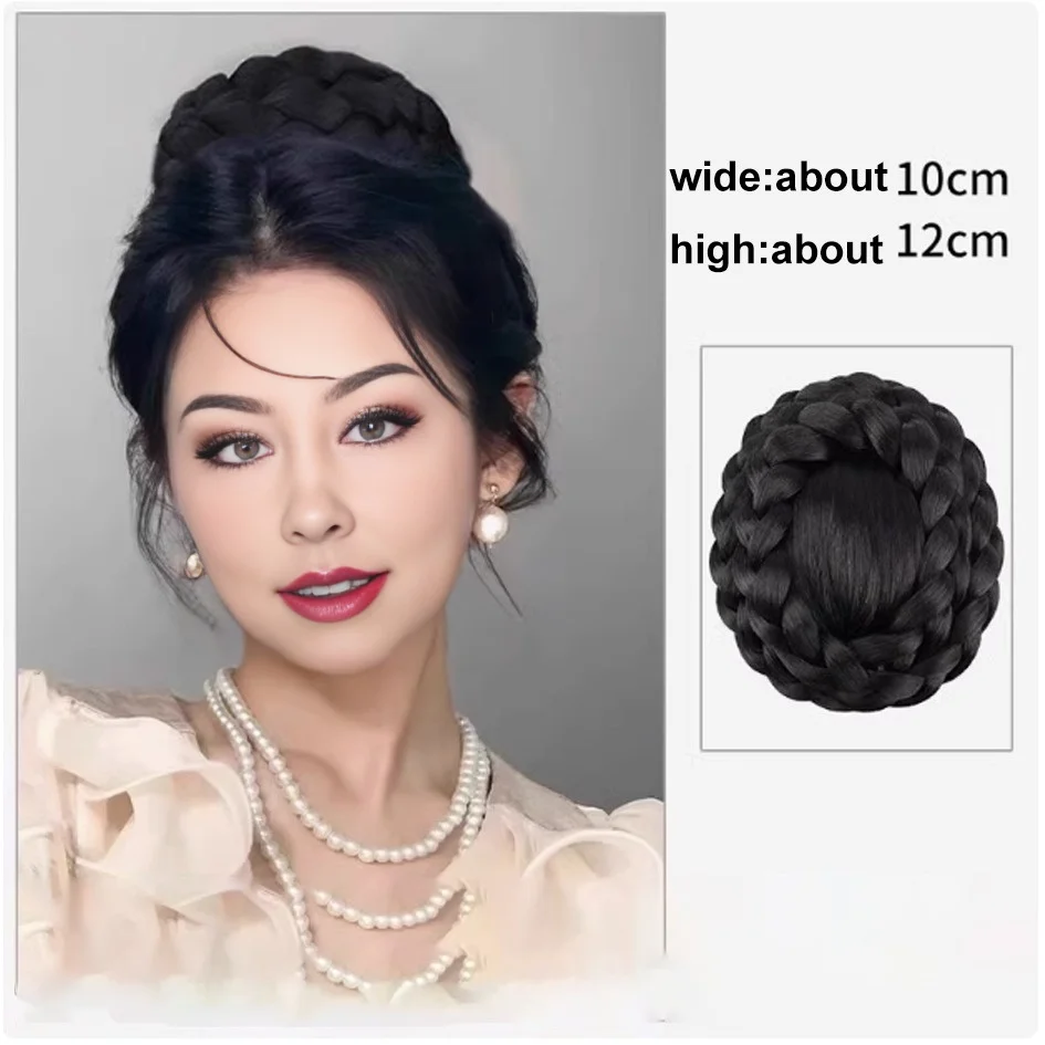 Synthetic 4-inch Maruko Head Wig Princess Headpiece Wedding Dress Design Hepburn High Headband Bridal Wig Bag Hair Accessories