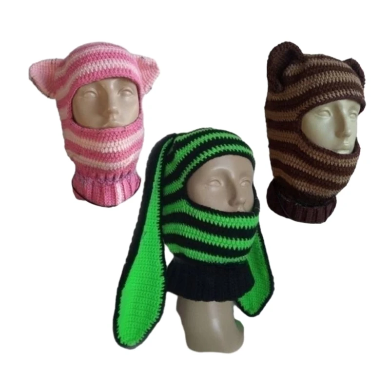 

Adult Winter Hat Knit Balaclava Handmade Neck Protect Hat Casual Wear