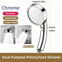 Enhanced Arc Showerhead with Dual Functionality and 360° Swivel, Featuring Top Spray and Handheld Options with One - Click Stop and Soft Water Flow (Chrome)