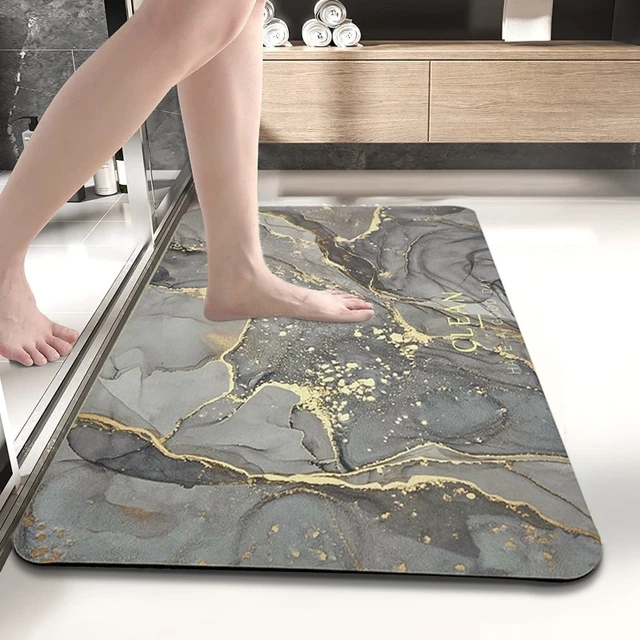 Non-slip Bath Mat Absorbent Marble Diatomaceous Earth Floor Quick Dry Rug  Carpet