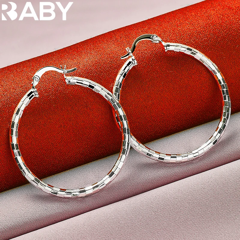

URBABY 925 Sterling Silver 40mm Big Circle Hoop Earrings For Woman Charm Wedding Engagement Party Fashion Jewelry Free Shipping