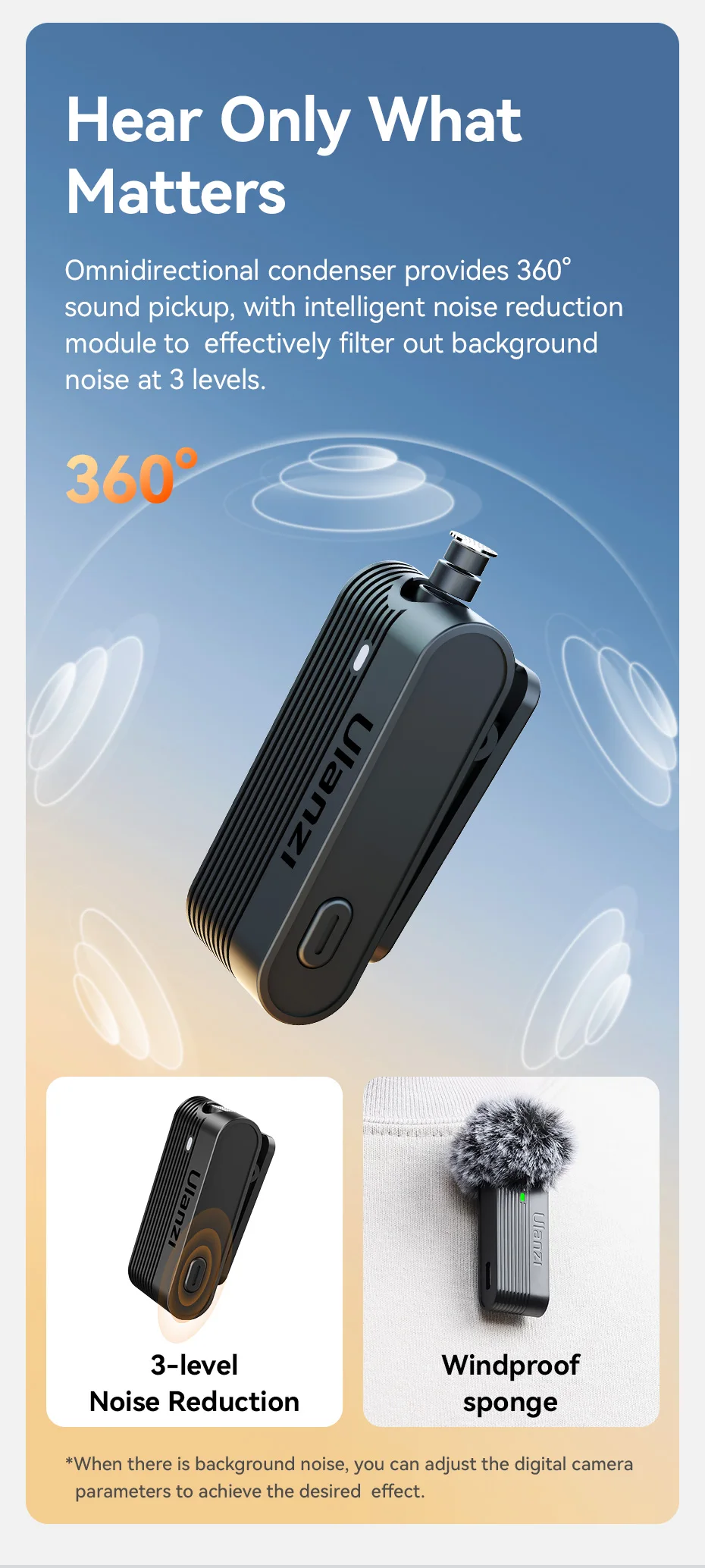 Ulanzi A100 Wireless Lavalier Microphone 20M Transmission for Street Interviews Vlogging Music Recording for Smartphones Cameras