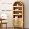 71" Tall Arched Cabinet, 4-Tier Arched Bookcase Storage Display Cabinet with 3 Drawers and Shelves, Modern Farmhouse Bookshelf 3