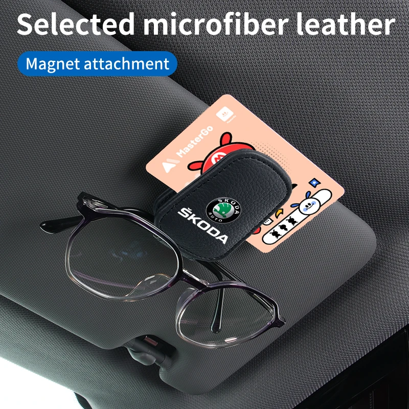 Soporte para gafas de sol de coche, visera para gafas, Clip, accesorios interiores para Skoda Octavia Superb Rapid Kodia