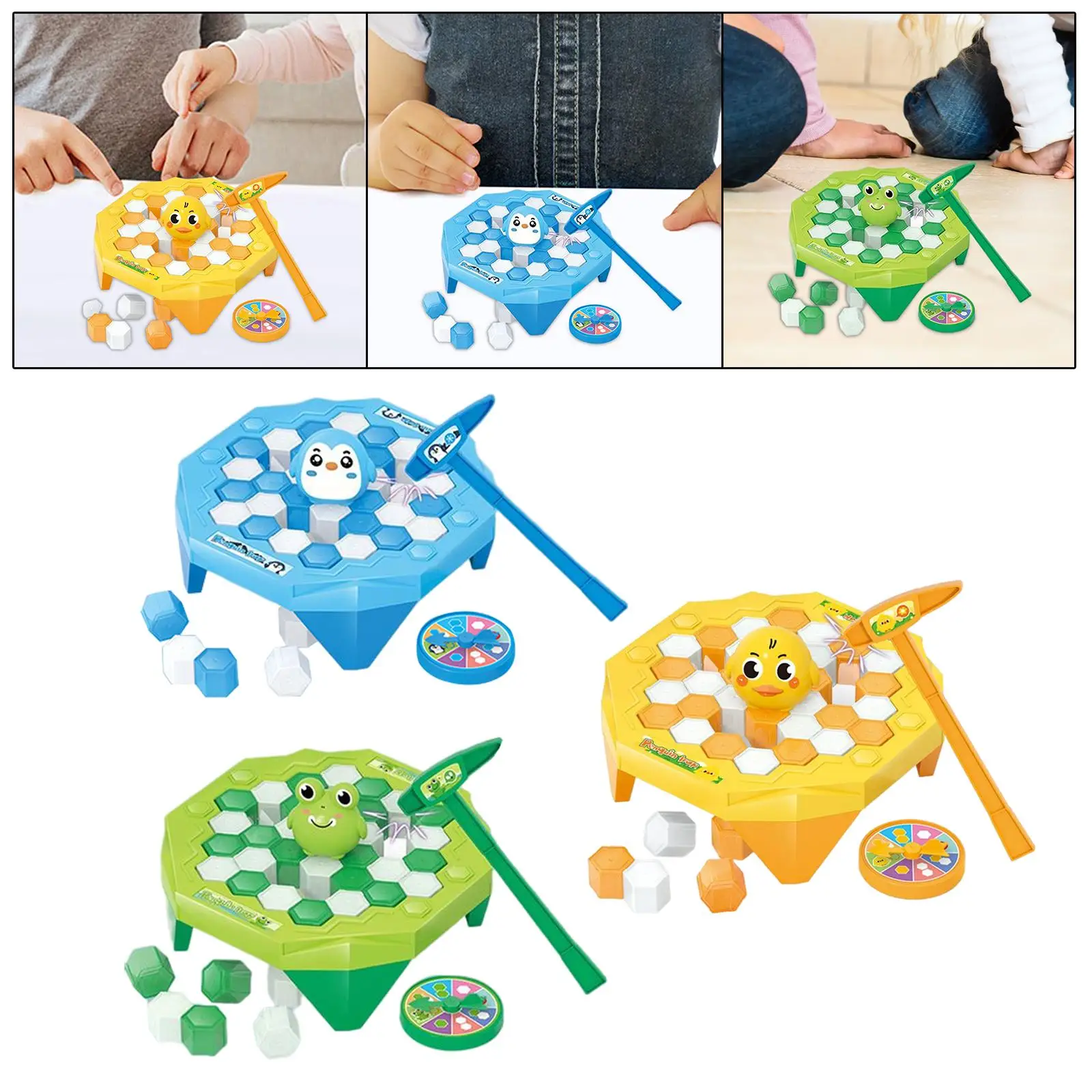 

Ice Block Breaking Game with Turntable Early Learning Table Knock Block Puzzle Ice Breaker Board Game for Preschool Family Game