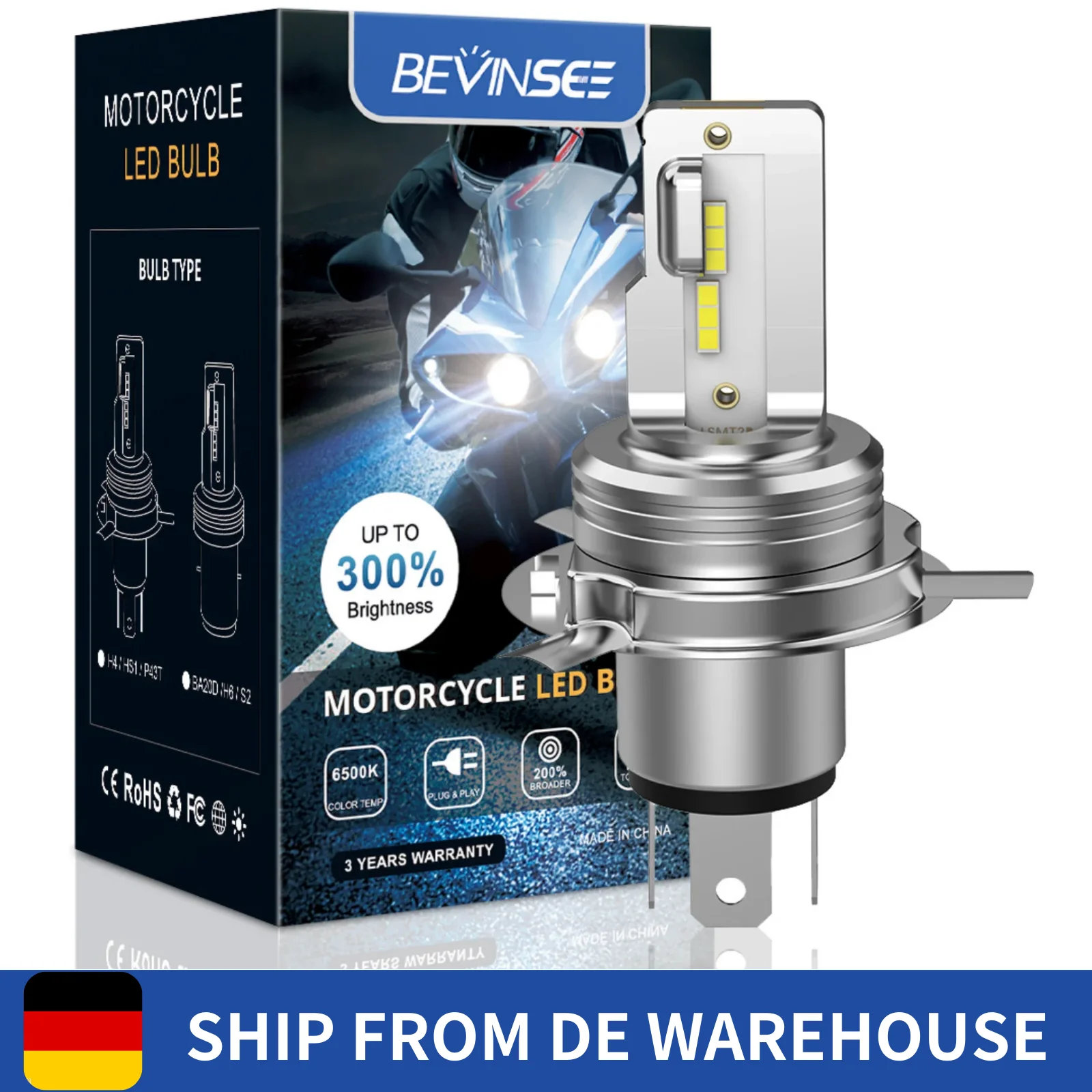 

1 шт. Светодиодная лампа для фар BEVINSEE H4 BA20D для мотоцикла, неполярная безвентиляторная светодиодная мотоциклетная лампа для KTM Honda Kawasaki Yamaha Suzuki