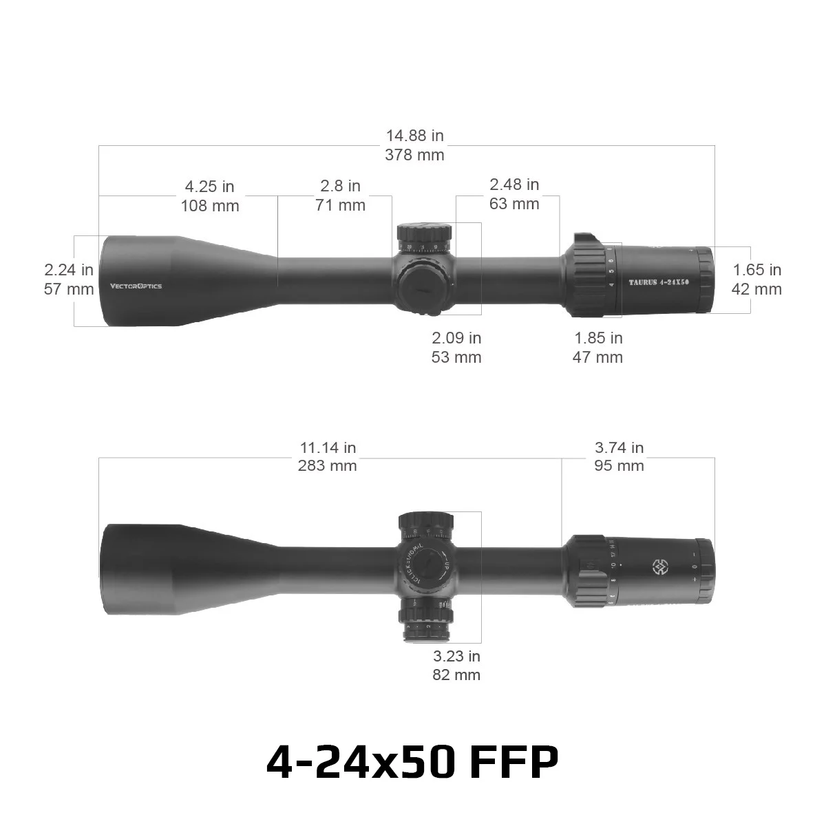 Visor Vector Optics Taurus 3-18x50/4-24x50/5-30x56 FFP con tecnología alemana, imagen clara e iluminación para caza y táctica.