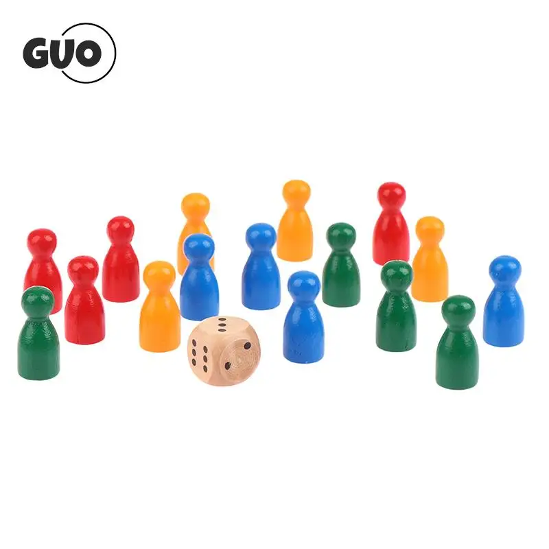 16Pcs Children Humanoid Wooden Puzzle Game Board Game Chess Pieces