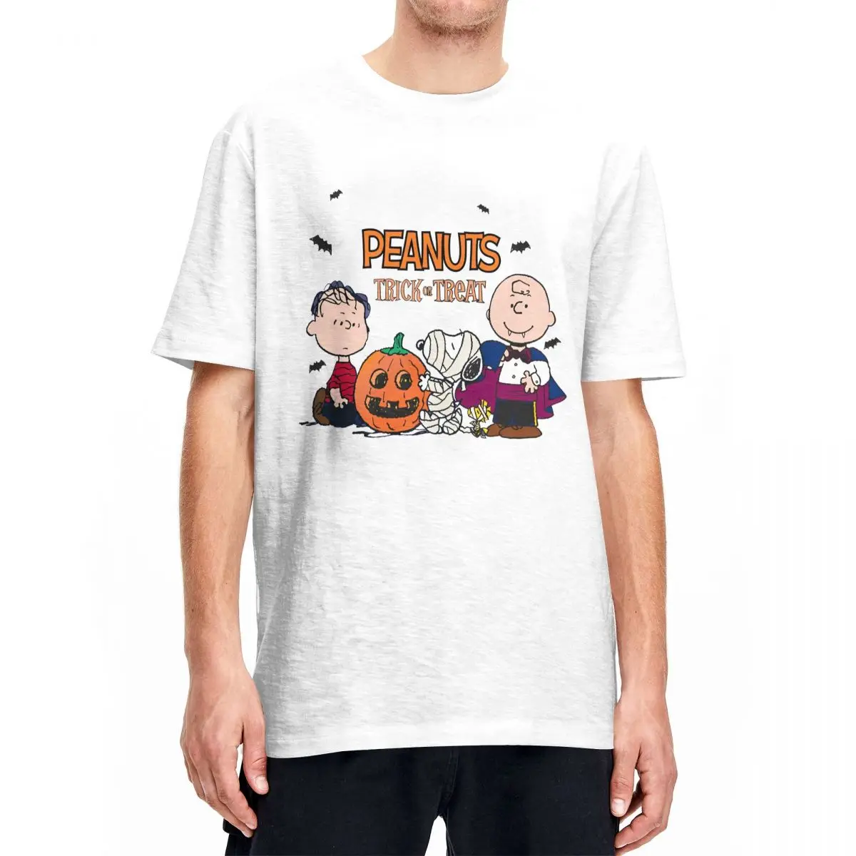 thumbnail image 1 of Camiseta de Peanuts, Charlie Brown y Snoopy, camisetas de truco o trato, camisetas de manga corta, camisetas de verano de algodón, ropa de gran tamaño con cuello redondo, 1 of 5