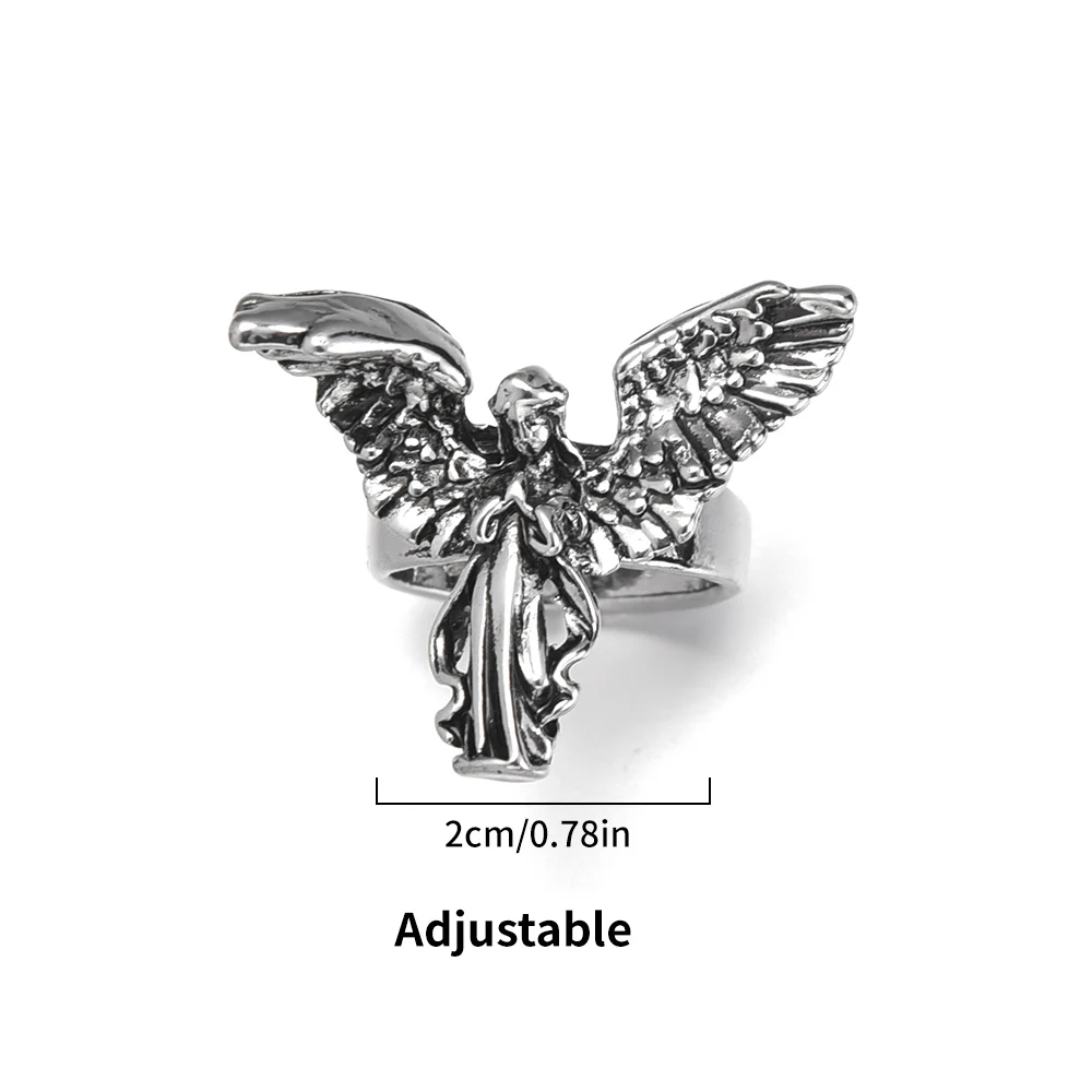 Gothic style angel wing ring for parties and daily fashion wear.