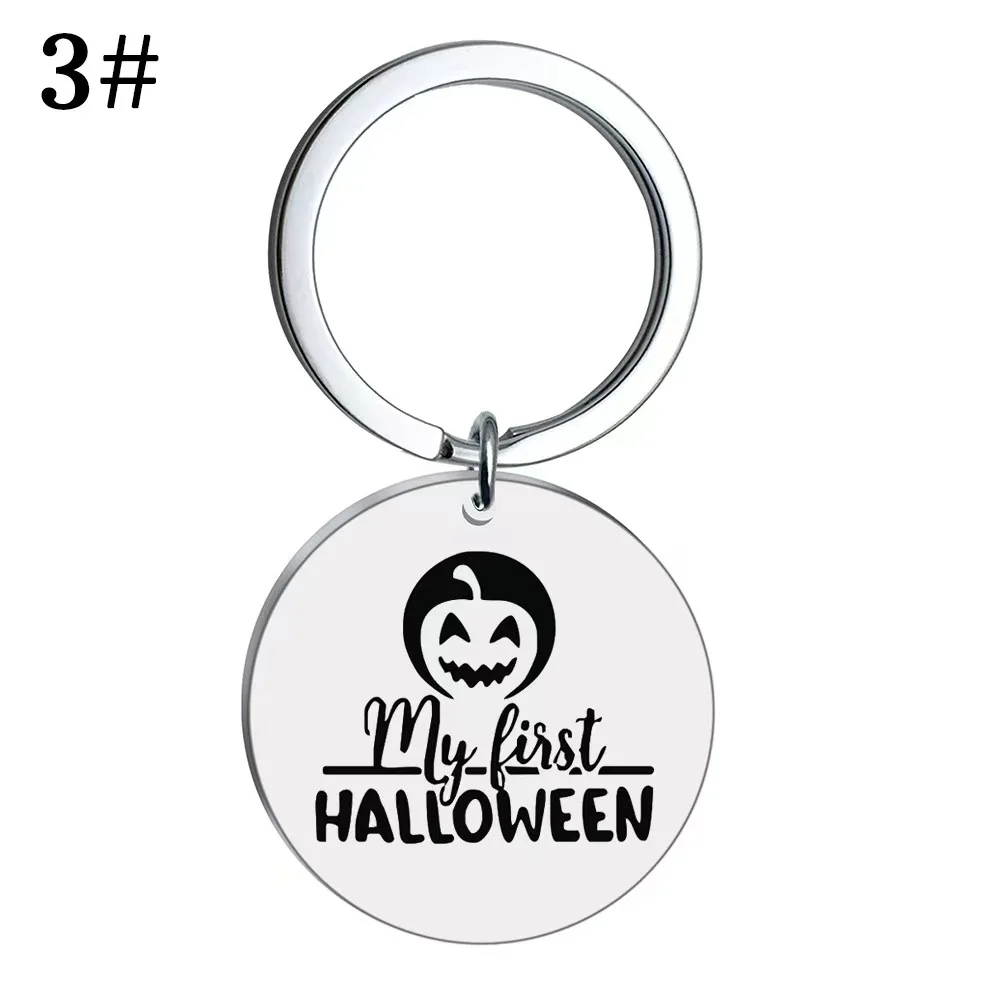 

Новый брелок из нержавеющей стали на заказ, Хэллоуин, бестселлер, круглый подвесной брелок, ювелирные изделия