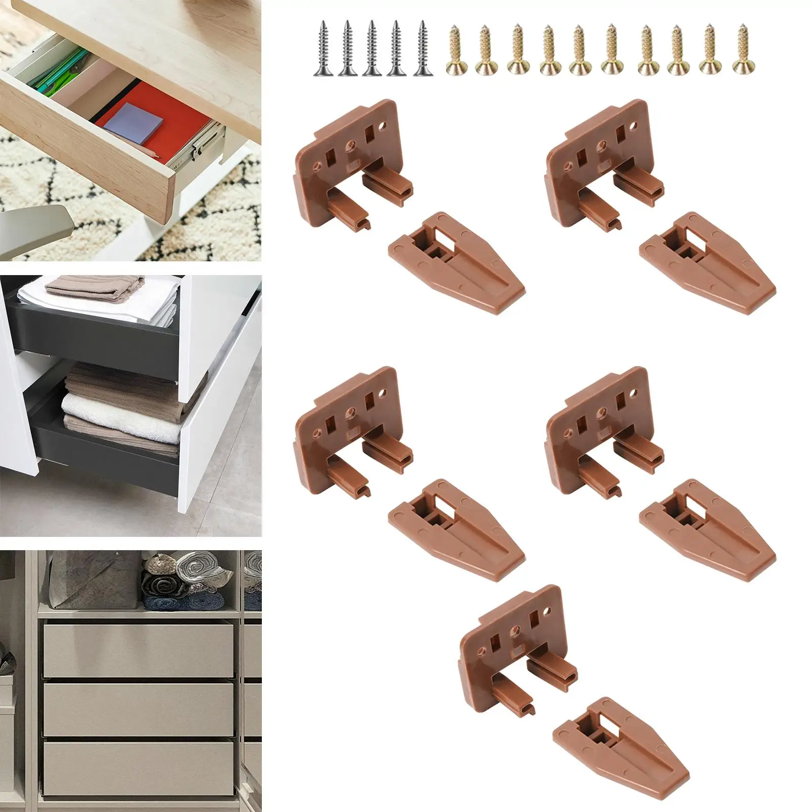 5Pcs Drawer Slides Track Guide for Most Furniture Drawer Center Mount Drawer