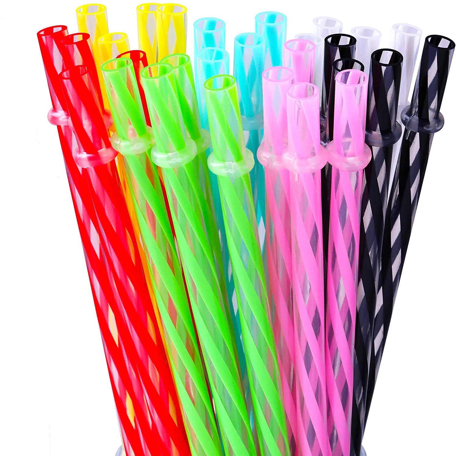 20 Pieces Reusable Drinking Straws Colorful Plastic Straws Clear