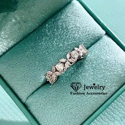 Elegant White Gold Plated Flower Design Ring for Women - Wedding & Engagement Jewelry Accessory