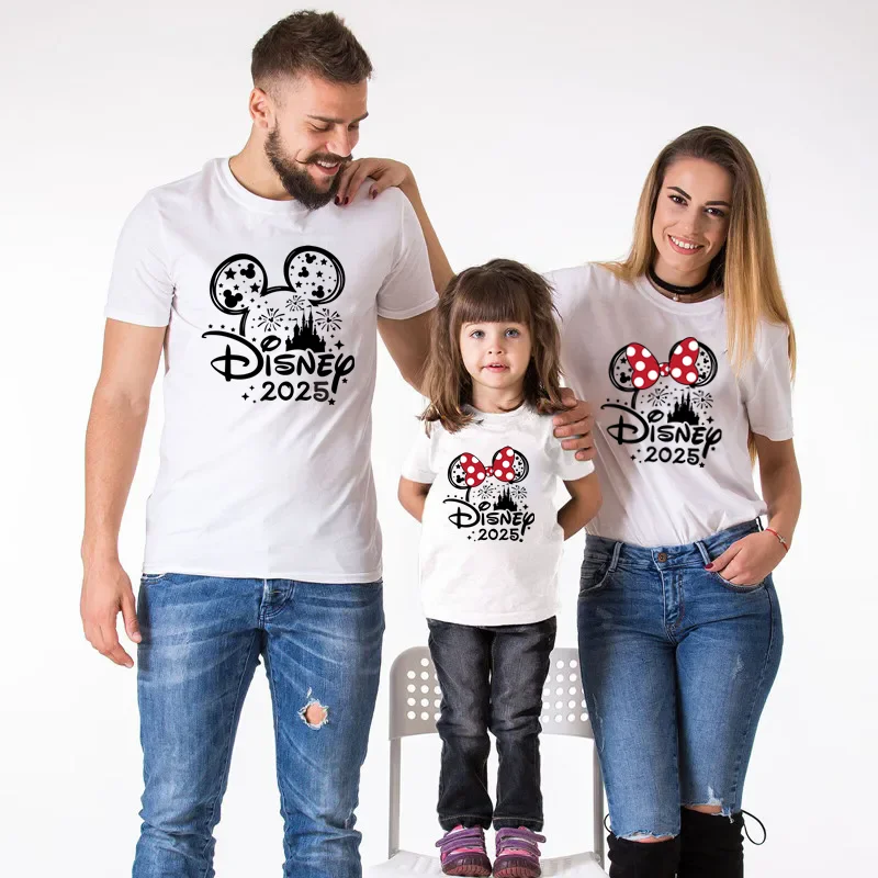 2025 Disney Trip Mickey Minnie Mouse Family Matching Shirts Cotton Dad Mom Bro Sis Kids T Shirt Baby Rompers Matching Clothes 3