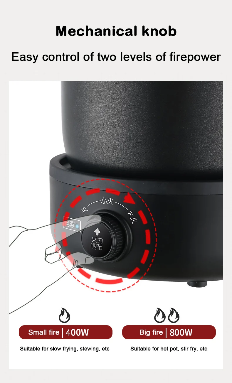 Description Picture 5 of item110V Electric Split Cooking Pot 1.8L Foldable Multicooker Frying Pan Hotpot Steamer Rice Cooker Soup Maker Water Boiler Travel