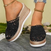 Chaussures femmes sandales été mode chaussures compensées femme respirant femmes sandales glisser chaussures souples femme sandales à talons hauts 2