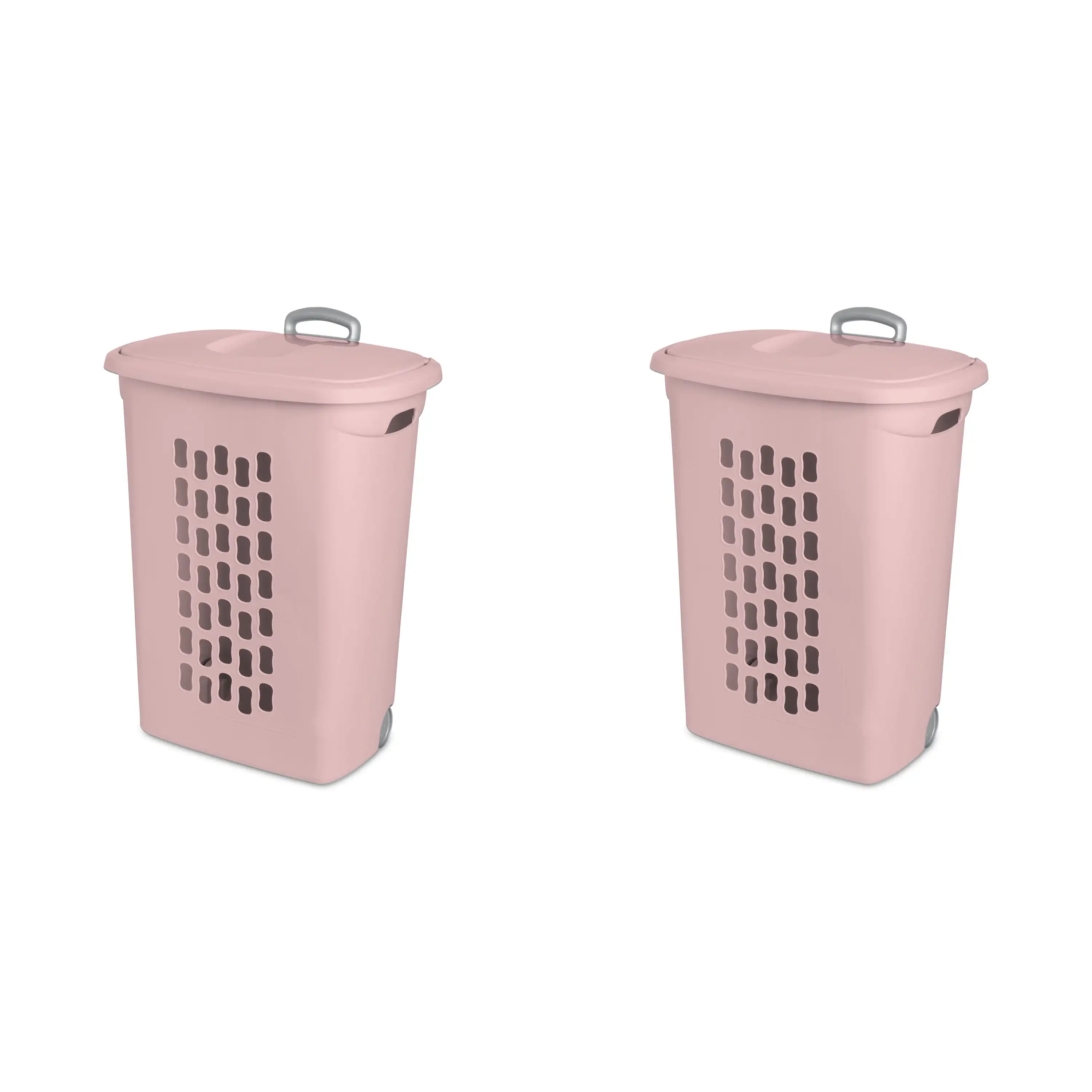 

Sterilite Ultra™ Wheeled Plastic Laundry Hamper, Blush Pink, Set of 2