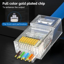 50-Pack Gold Plated Pass-Through RJ45 Cat6 Ethernet Connectors - Premium Network Crystal Plugs (50pcs)