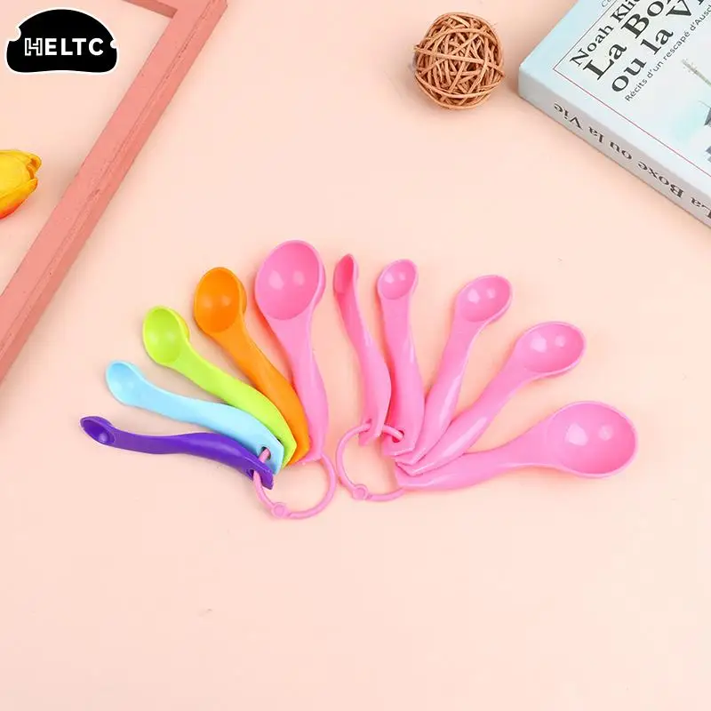 1/5PC Home Measuring Spoon Set Double Scale Measuring Spoon Ml/g Cake Baking Flour Cups Pink Plastic