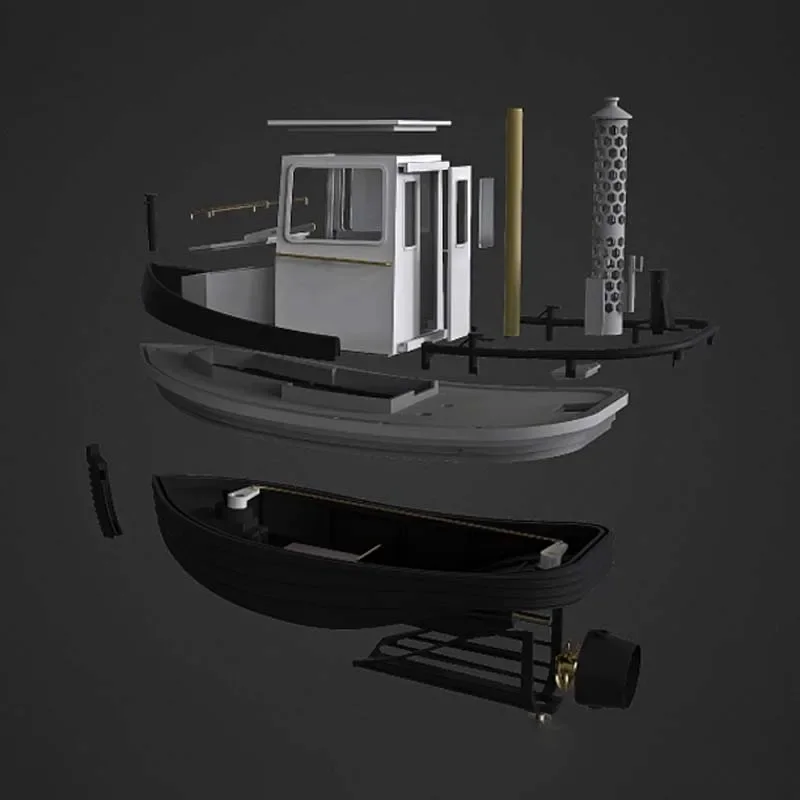 1/18 RC Mini Tugboat Model Kit 3D Printed Mini Coal Tugboat Model DIY Handmade Remote Control Ship Model Toy Collection 5